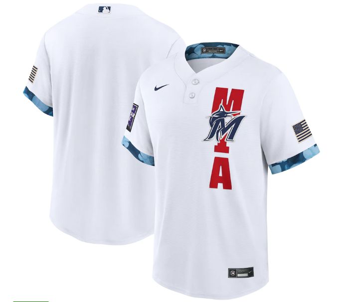 Cheap Men Miami Marlins Blank White 2021 All Star Game Nike MLB Jersey